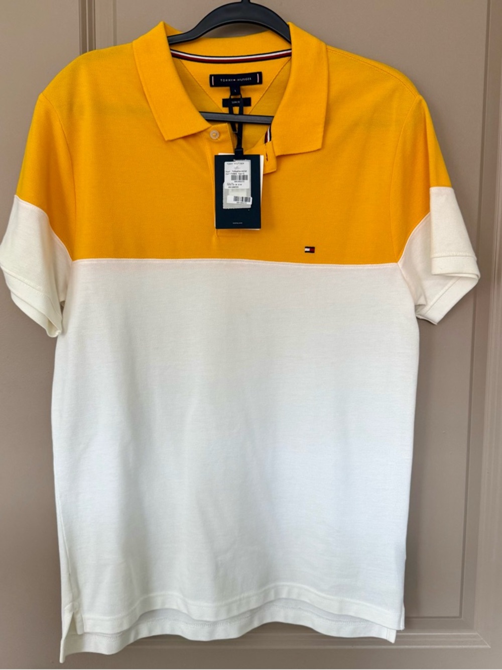 Tommy Hilfiger Slim Fit Polo NWT – Yellow & White – Size L (fits like M)